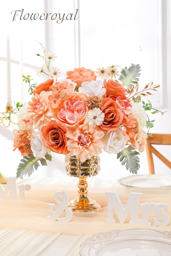 Floweroyal Artificial Flowers Combo Champagne Flowers Mix Silk Flowers Dahlia - Image 3