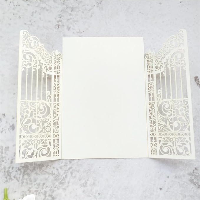 MillaSaw Glitter Ivory Invitation Card - Image 3