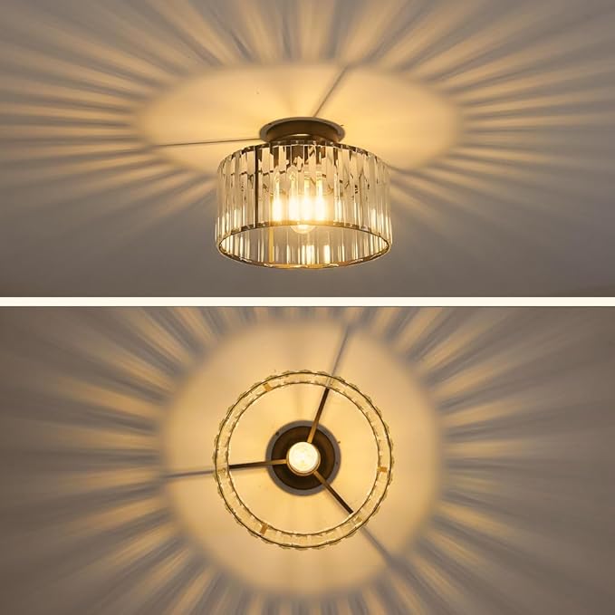 Crystal Ceiling Light Fixture, Modern Semi Flush Mount Ceiling Light, Crystal - Image 6