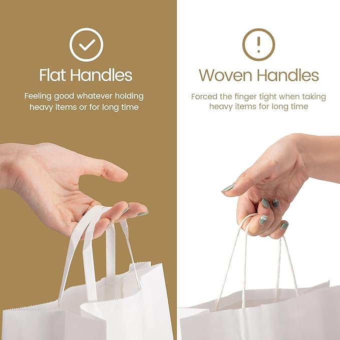 GSSUSA Paper Bags with Handles 10"X5"X13" Gift Bags Medium Size 200 Pack Kraft - Image 2