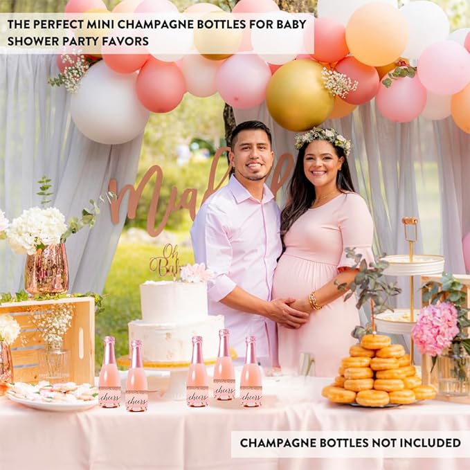Andaz Press Mini Champagne Wine Bottle Labels, Blush Pink Faux Rose Gold - Image 5