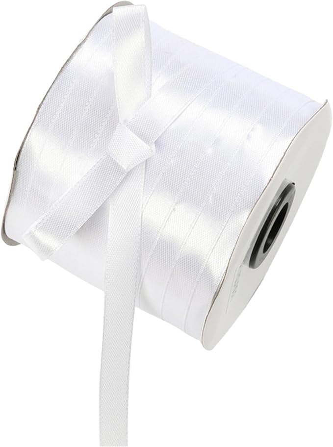 3/8" x 230 Yards White Satin Ribbon Single Faced Bulk Fabric Ribbons by Oakarbo
