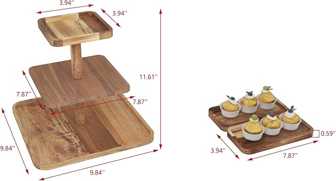 Acacia Wood 3 Tier Cupcake Stand - Image 8