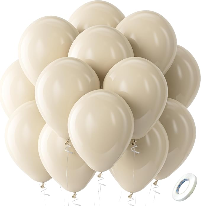Bezente White Sand Latex Party Balloons by Bezente