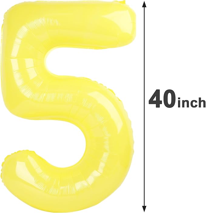 Macaron Yellow Number Balloon 5 - Image 2