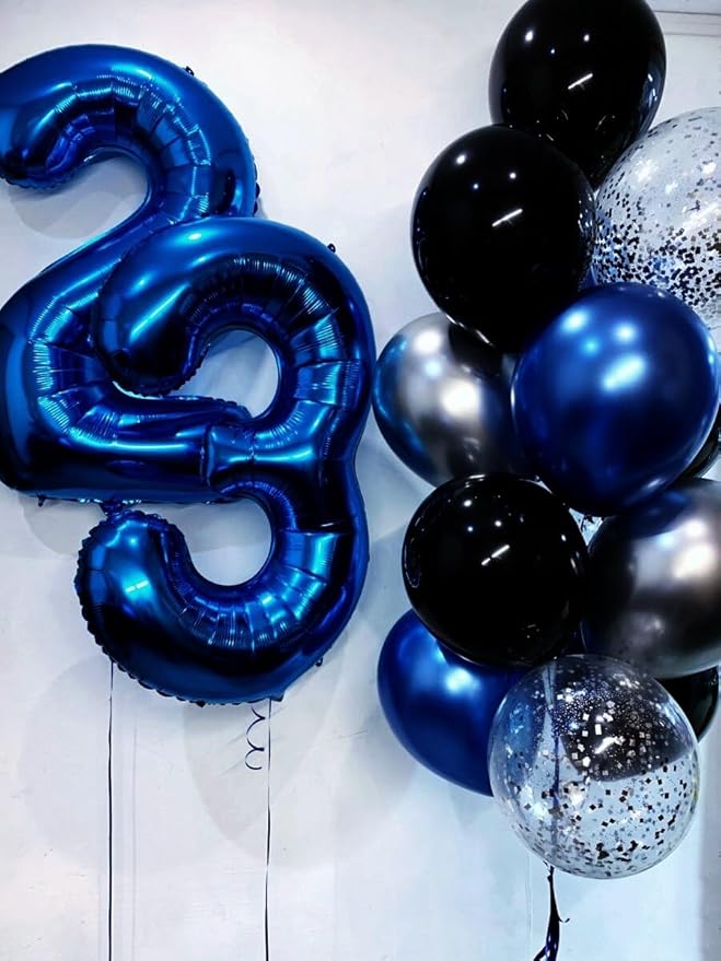 40 Inch Night Blue 3 Large Number Balloon, 3 13 23 30 33 36 Night Blue Birthday - Image 6