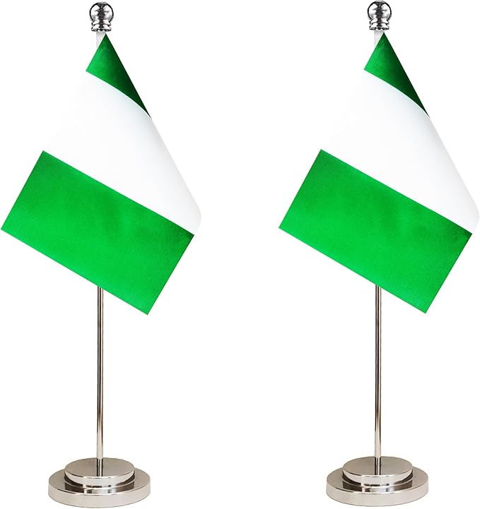Nigeria Nigerian Deluxe Desk Flag Set Small Mini Miniature Nigeria Nigerian by tibijoy