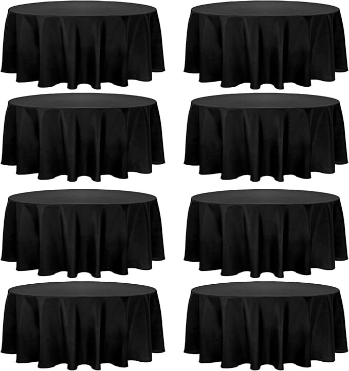 Fivenl 8 Pack Round Tablecloth 90 Inch Round Table Covers Bulk Washable by Fivenl