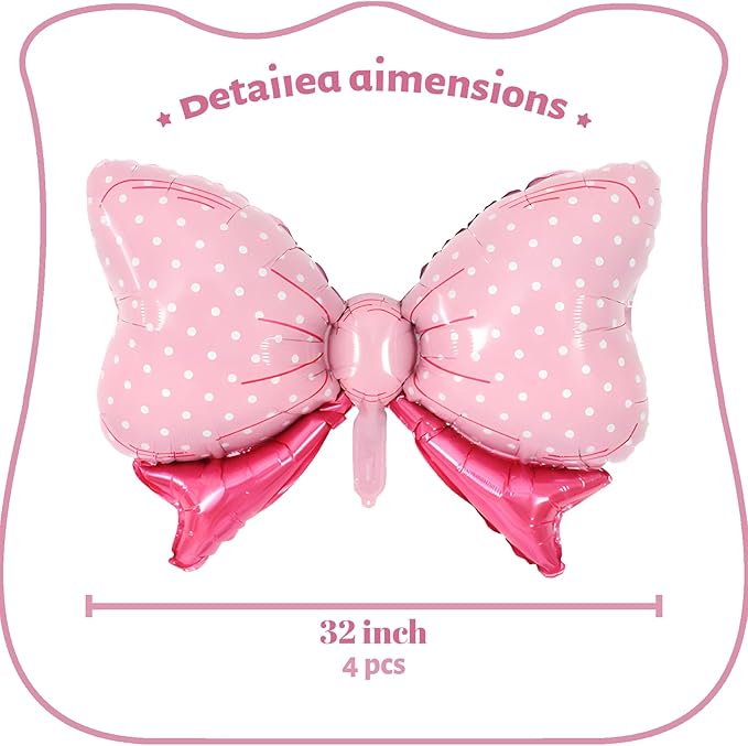 36 Inches Bow Foil Balloon Huge Bowtie Pink Balloon - Image 2
