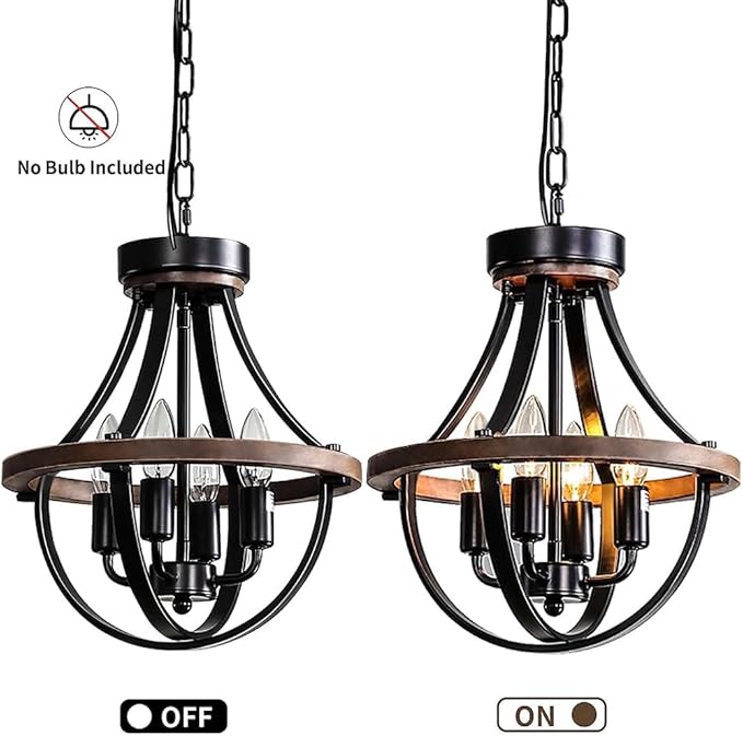 Farmhouse Modern Chandelier, 16inch Rustic Vintage Ceiling Hanging Light Fixture - Image 5