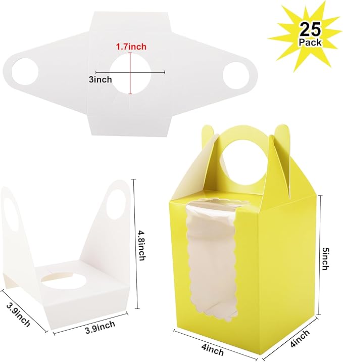 Individual Cupcake Boxes 4x4x5 Inches Disposable Pastry Tray Boxes, - Image 2