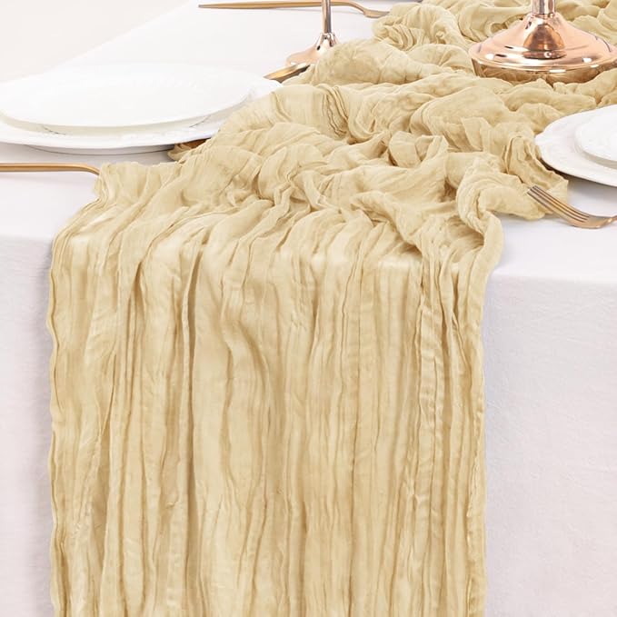 Beige Table Runner Cheesecloth Table Runner 10FT Farmhouse Table Runners 120 - Image 5