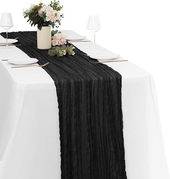 Black Cheesecloth Table Runner -21*120Inch Long Boho Wedding Table Decor by MIRRASMIRROR