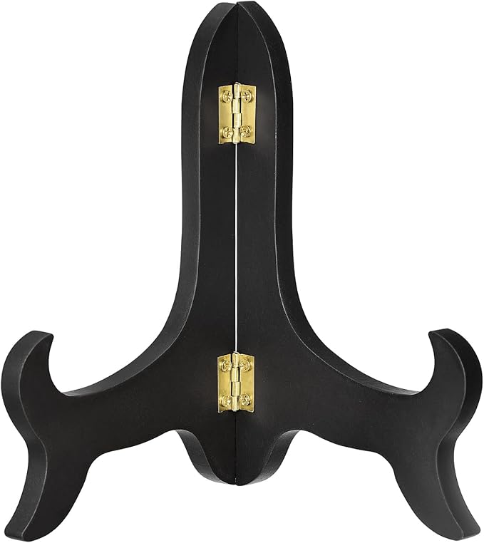 uxcell 7" Easel Plate Holder, Wooden Folding Display Stand Black by uxcell