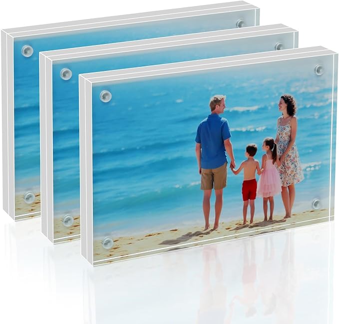 5×7 Acrylic Photo Frames 3 Pack, 12mm+12mm Thick Magnetic Double Sided by Unknown