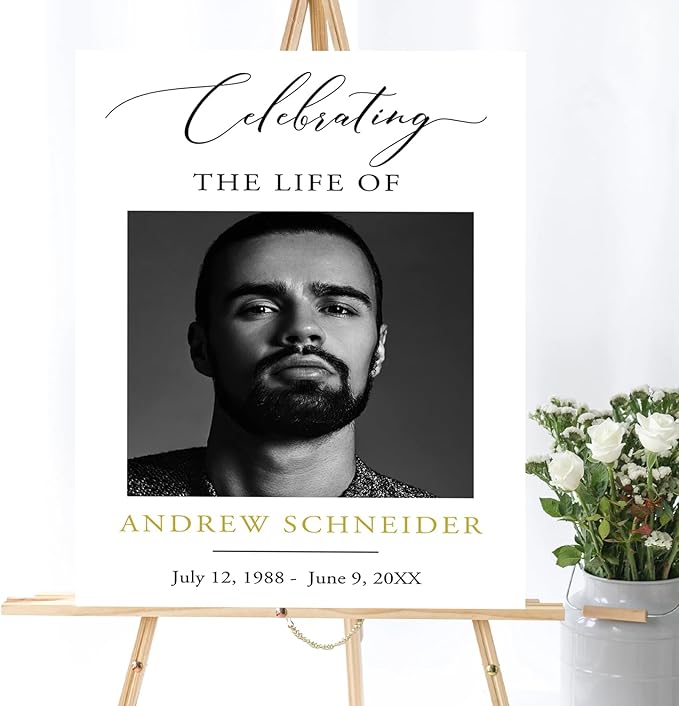 Funeral Welcome Sign, Obituary Template, Minimalist Funeral decor, Celebrating - Image 4