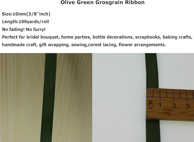 Jesep One Roll 100 Yards 3/8" Soild Grosgrain Ribbon Boutique Gift Wrapping - Image 4