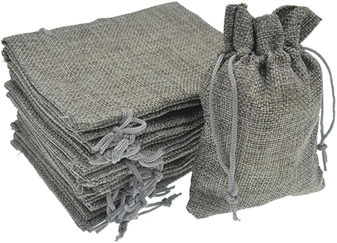 20pcs Burlap Bags 5x7 Inch, Linen Drawstring Gift Bags, Wedding Party Christmas by Bezall