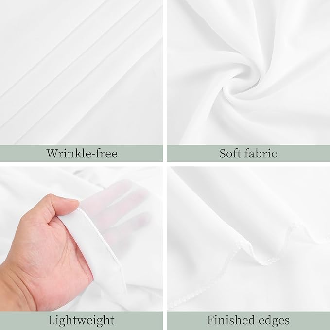 4 Panels White Wedding Ceiling Drapes 5ftx40ft Ceiling Drapes Chiffon Fabric - Image 3