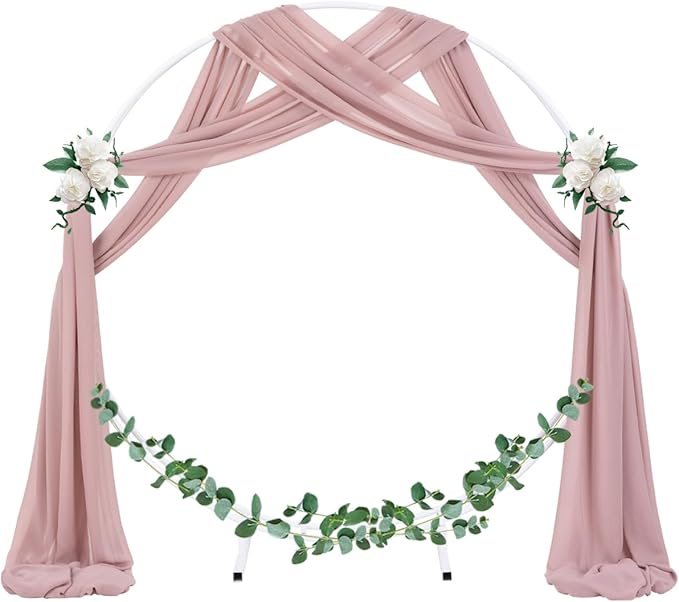 Socomi Wedding Arch Draping Fabric 1 Panel 29" x 19Ft Dusty Rose Sheer Chiffon - Image 2