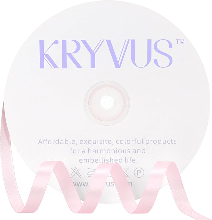 Baby Pink Satin Ribbon 3/8 inch X Continuous 100 Yards, Single Face Polyester by Kryvusribbon
