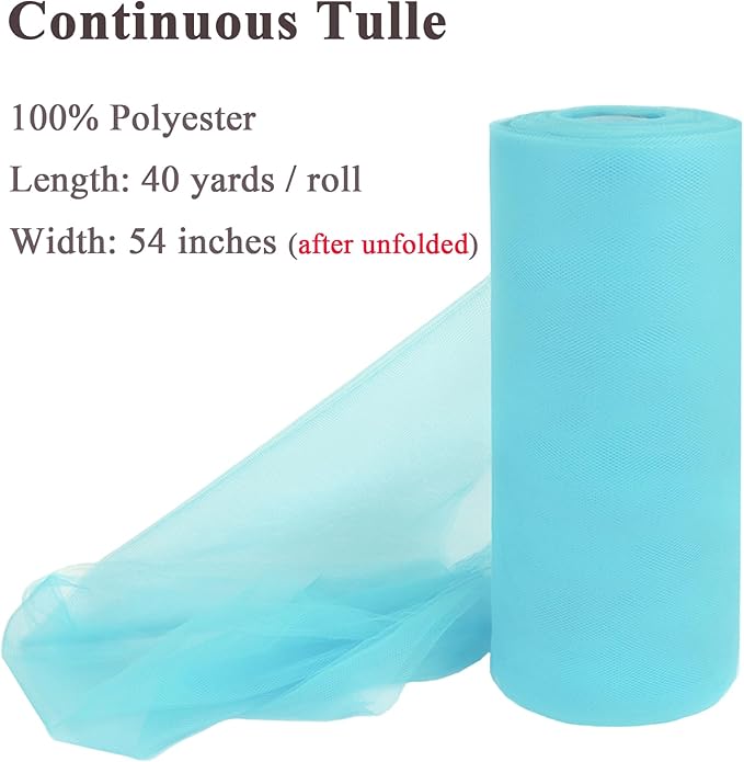Soft Blue Tulle Fabric Rolls 54 Inch x 40 Yards Large Mesh Tull Bolt - Image 2