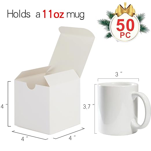 MESHA 4x4x4'' White Gift Boxes 50 PC Bulk Small Gift Box - Image 2