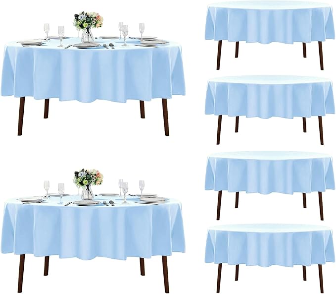 Fokitut 6 Pack Round Tablecloth, 70 Inch, Stain Resistant and Wrinkle Polyester by Fokitut