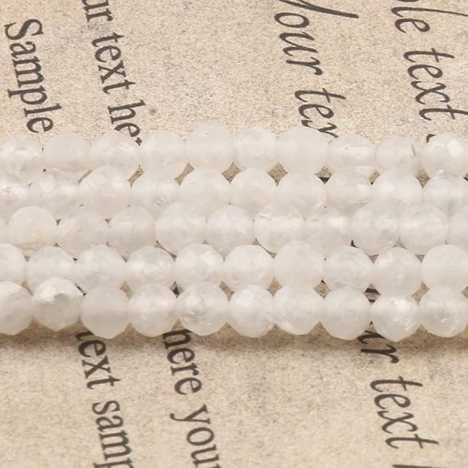 Song Xi 180pcs 2mm Natural White Moonstone Gemstone Faceted Round Loose Stones - Image 4