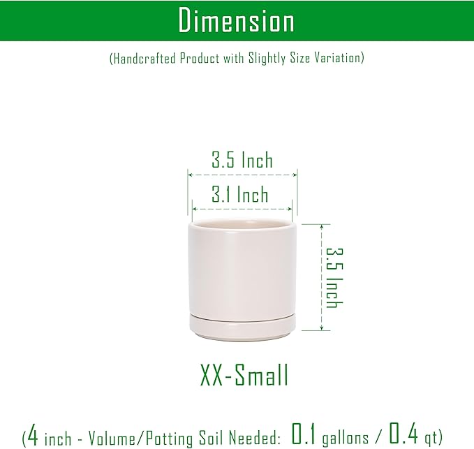 D'vine Dev Set of 4 Small Ceramic Plant Pots, 3.5 Inch Succulent Planter Pot - Image 2