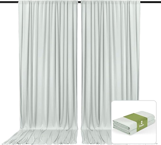 2 Panels Silver Backdrop Curtain, 10 x 10 Feet Background Curtains by Zankubom