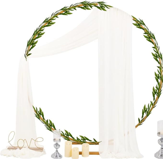 Socomi Ivory White Wedding Arch Draping Fabric 29" x 20Ft 4 Panels Sheer - Image 4