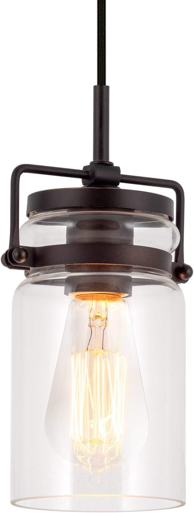 Kira Home Wyer 8" Modern Industrial/Farmhouse Pendant Light + Mini Clear Glass by KiraHome
