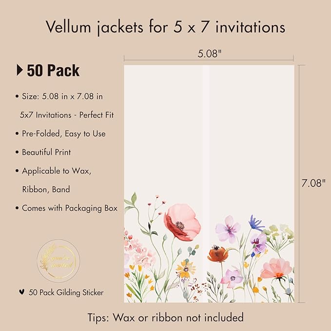 50 Pack Pre-Folded Vellum Jackets - Image 2
