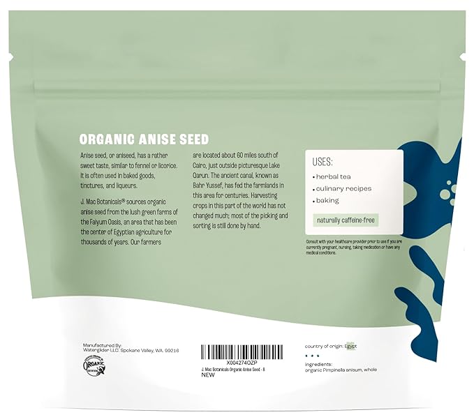 J Mac Botanicals Organic Anise Seeds whole aniseed - Image 9