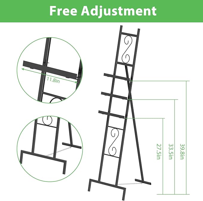 Skcoipsra 2 Pack Black Easel Stand, 3 Tier Adjustable Larger Wedding Welcome - Image 3