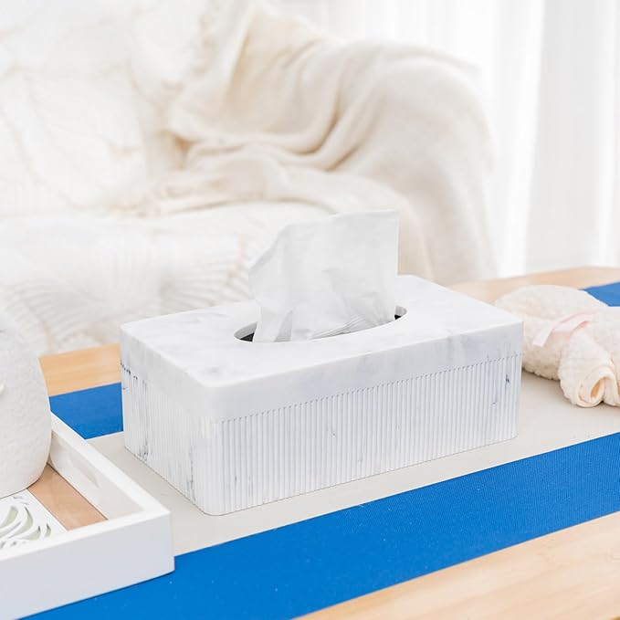 Marble Tissue Box Cover, Rectangular Napkin Facial Tissues Holder - Image 4