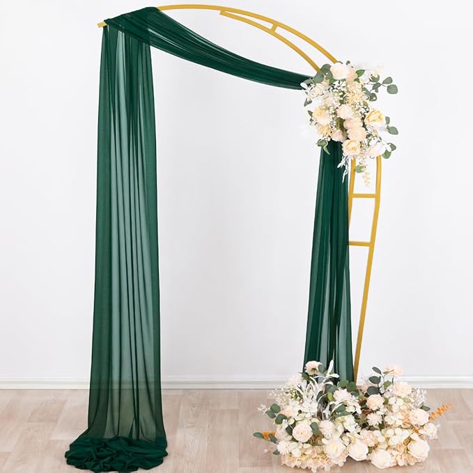 Socomi Wedding Arch Draping Fabric 29" x 20Ft 2 Panels Emerald Green Sheer - Image 6