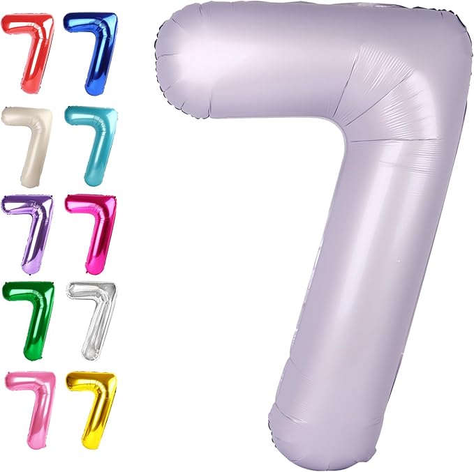 Digital Number 7 Lavender Birthday Balloon 40 Inch, Foil Balloons by Upgesy