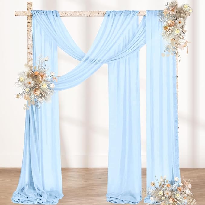 MLMW Wedding Arch Draping Fabric 1 Panel 29" x 20Ft Easter Light Blue Sheer - Image 4