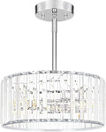 Modern Crystal Chandelier for Dining Room, Chrome Semi Flush Mount Ceiling by Unknown