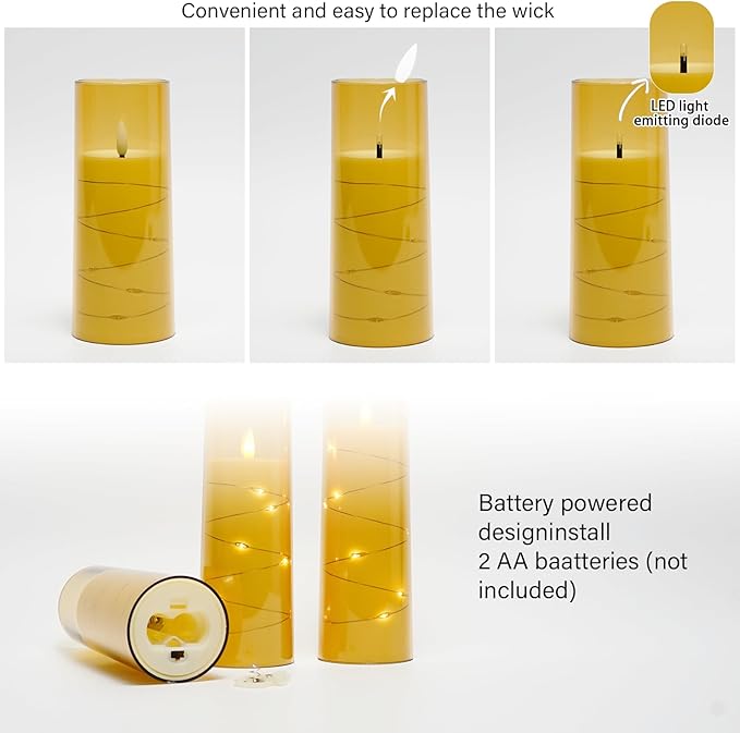 Flameless LED Candles with Timer 9 Pc Flickering Flameless Candles - Image 2
