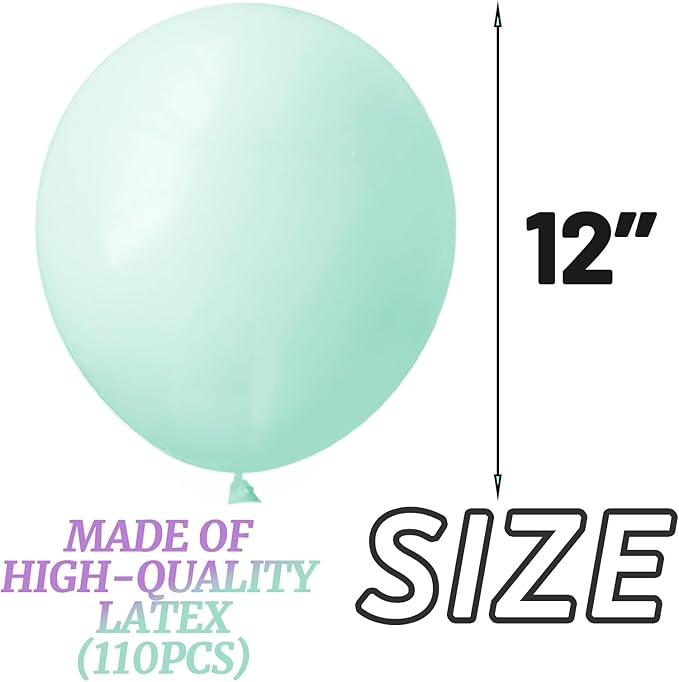110pcs Pastel Green Balloon 12 Inch, Pastel Green Latex Balloons - Image 3