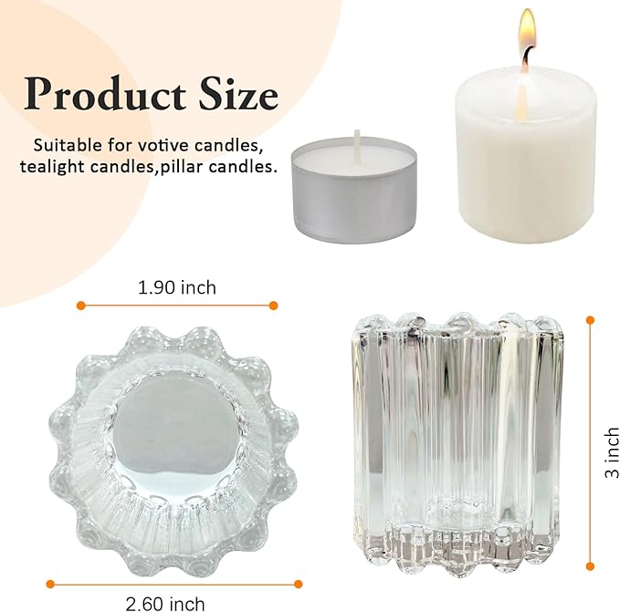 GOLDEAL 6Pcs Clear Glass Votive Candle Holders Tealight Holders Decorative - Image 9