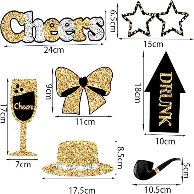 30 Pieces Black Golden Photo Booth Props - Image 4