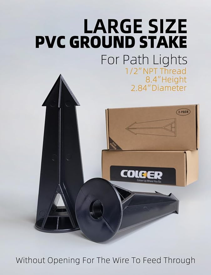 COLOER Large Landscape Lights 8 Inch In-Ground Stake Spikes Replacement 1/2" - Image 2
