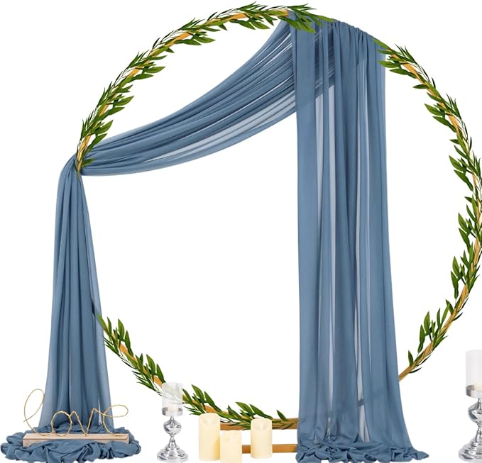 Socomi Wedding Arch Draping Fabric 29" x 20Ft 1 Panel Dusty Blue Sheer Outdoor - Image 2