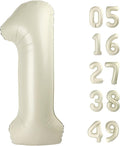 Cream White 1 Number Balloon 40 inch, Number 1 Birthday Balloon by Upgesy