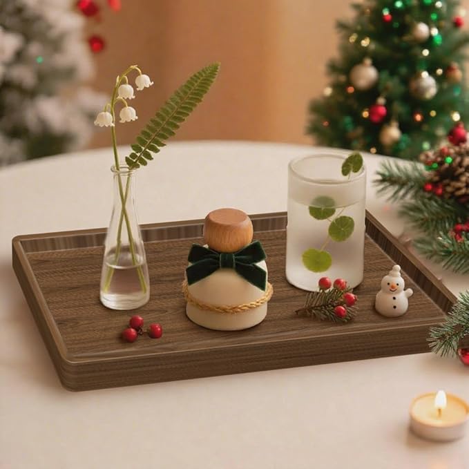 Wood Serving Tray, 16x12in Food Drinks Tray Rustic Rectangular Tray Decorative - Image 4