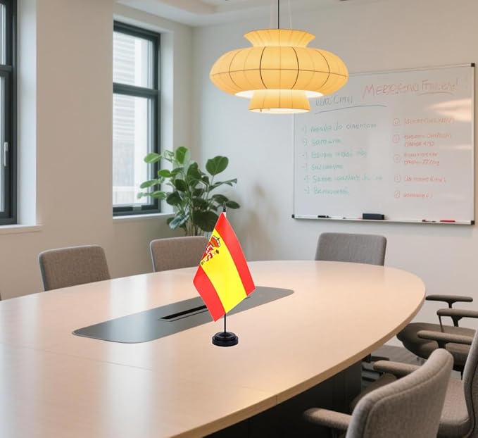 Spain Desk Flag 12" Solid Pole Deluxe Set Spanish Flags Banner Mini Small Spain - Image 6